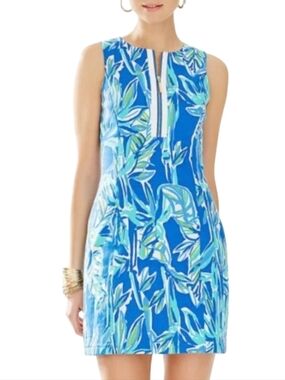 Lilly Pulitzer Penelope Shift Dress Blue Crush Bamboom sz 8